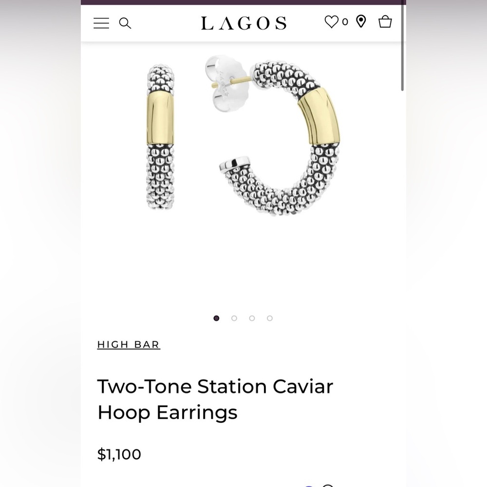 Lagos 18k and silver 28mm hoop earrings